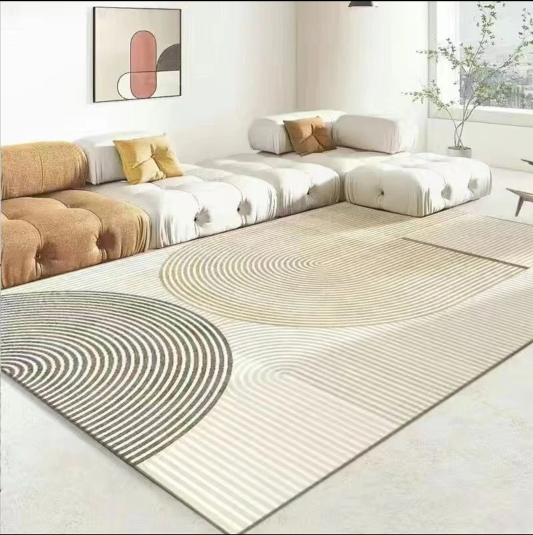 奶油风客厅茶几地毯～水晶绒防潮防滑可机洗手洗茶几玄关床边可用