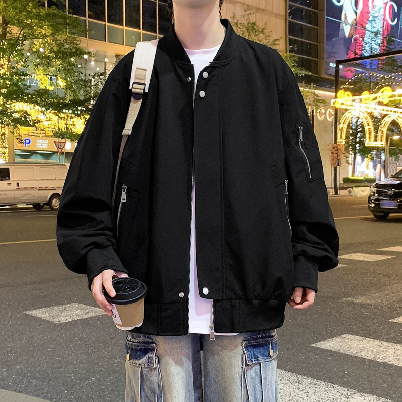 春秋新款大码男装胖子宽松休闲棒球服外套加肥加大潮流飞行员夹克