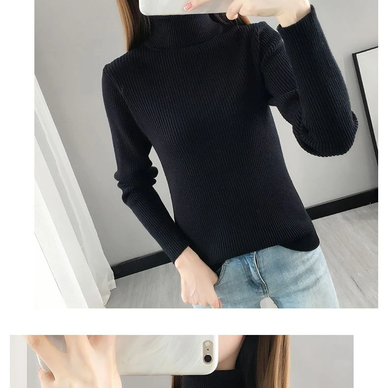 黑色高领毛衣打底衫女新款秋冬装内搭上衣百搭修身紧身针织衫长袖