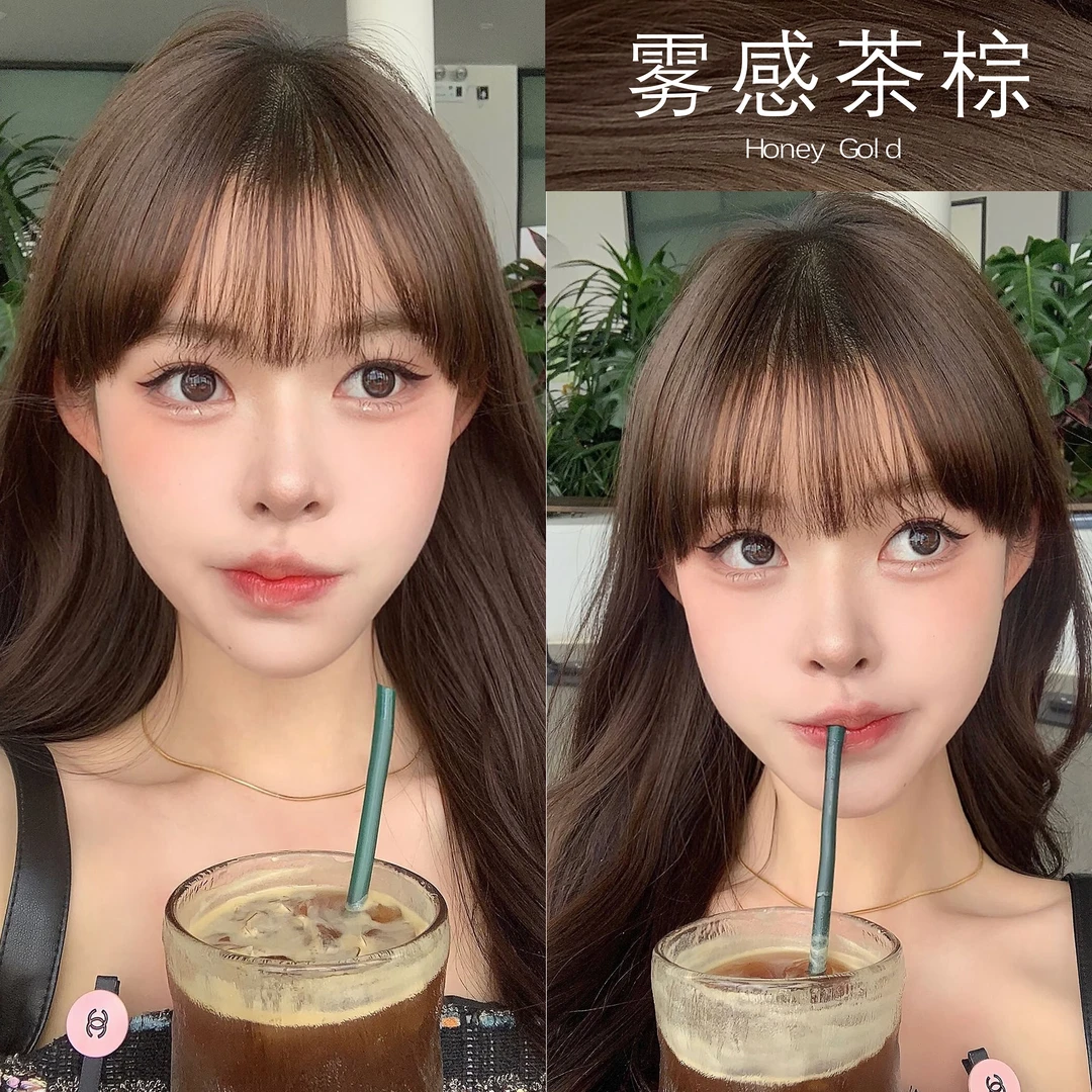 雾感茶棕色染发剂染发膏天然泡泡沫染发显白不伤发官方正品植物纯