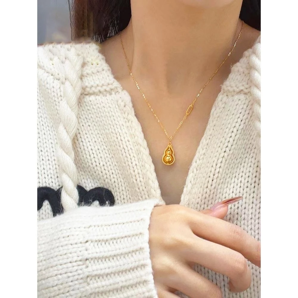 铜合金项链 X2483古法葫芦吊坠项链 小众轻奢锁骨链百搭日常