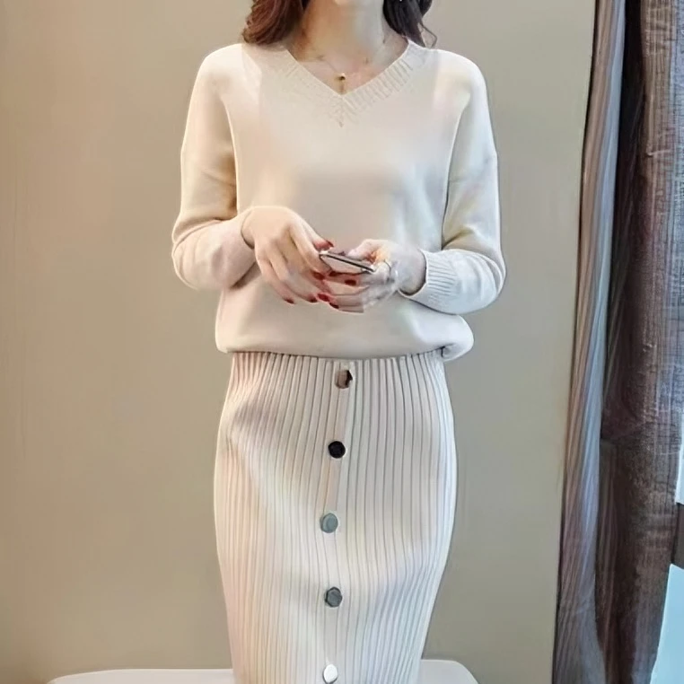 显瘦轻熟风两件套休闲时尚气质减龄针织毛衣秋冬套裙#23931#23932