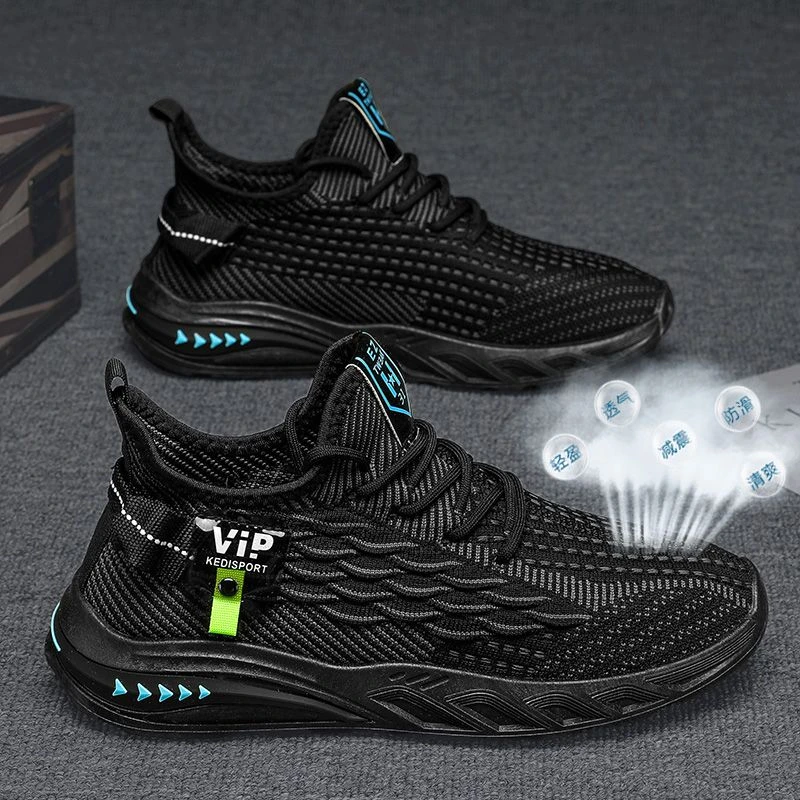 【正品】2025新款休闲男鞋潮流透气夏季飞织鞋子轻便百搭工作鞋