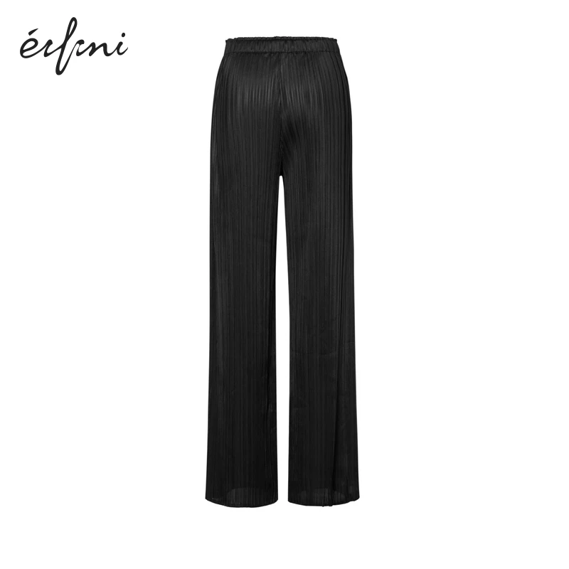 【商场同款】伊芙丽设计感褶皱休闲裤女装25夏季慵懒长裤1E4551031