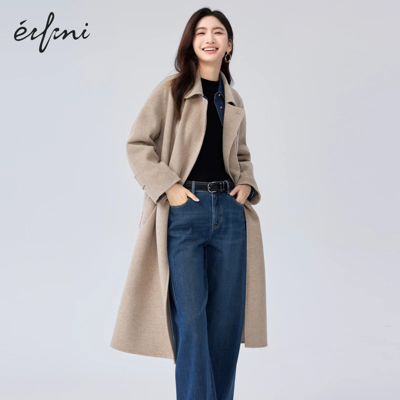 伊芙丽绵羊毛山羊绒外套女装高级感宽松外套1FA971263W冬季穿搭