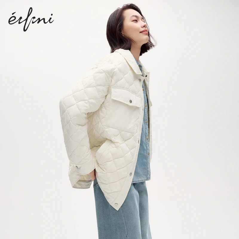 伊芙丽轻奢小香风感衬衫棉服女职场通勤百搭外套秋新款雅丹风