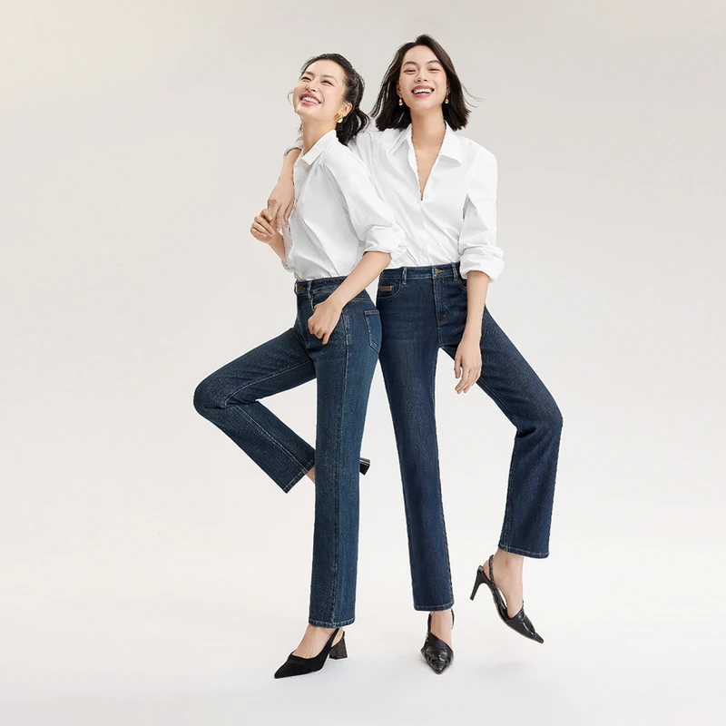 【万向弹】伊芙丽加长版超弹九分直筒裤女24秋新款显瘦裤1F7951491