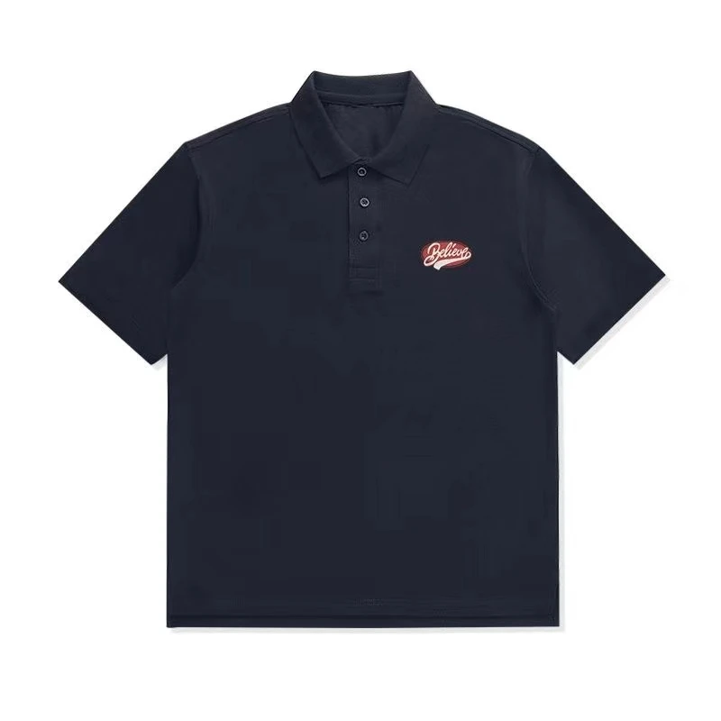 2024新款夏季男装休闲户外潮流印花LOGO白色黑色短袖Polo衫翻领