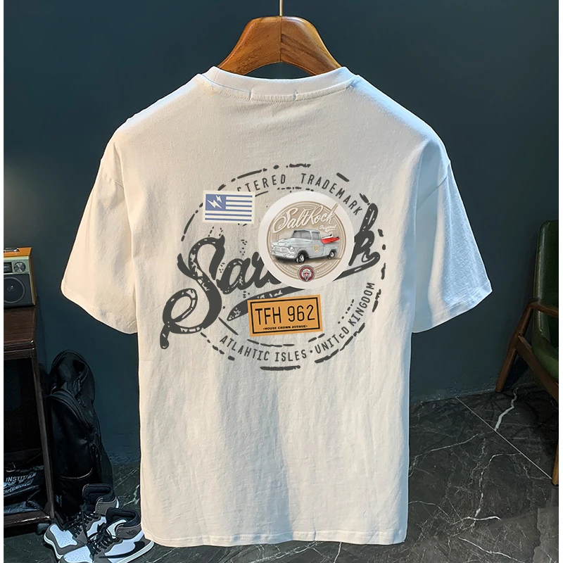 100棉 2024夏季新款男士纯棉短袖T恤透气吸汗圆领半袖百搭打底衫