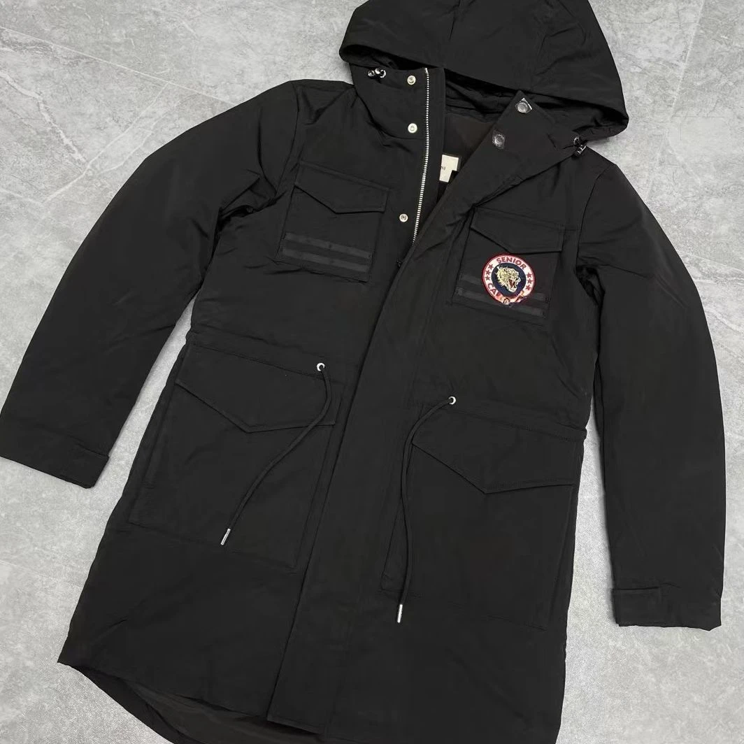 卡里超厚YR231男士2185031900连帽简约休闲百搭中长款外套黑