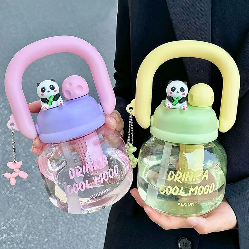 儿童水杯大容量吸管杯高颜值可爱杯子双饮大肚杯便捷户外水壶