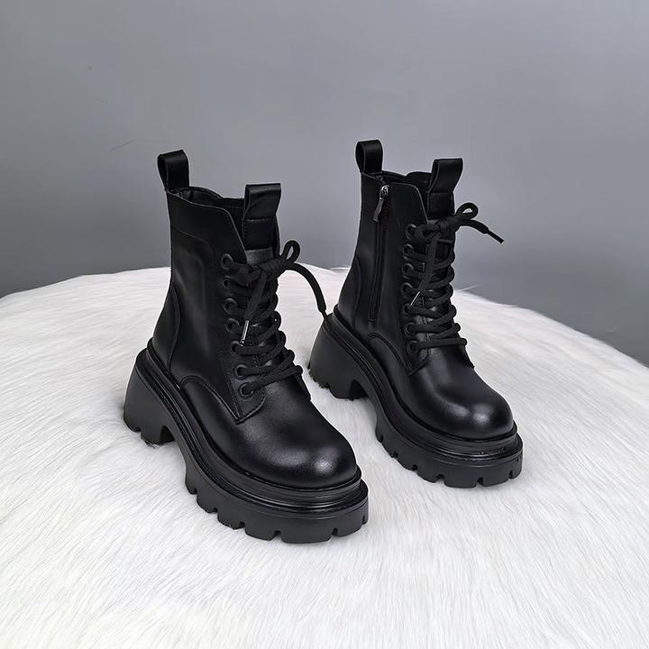 厚底8cm马丁靴女2024秋冬新款加绒英伦风时尚靴子女百搭炸街短靴