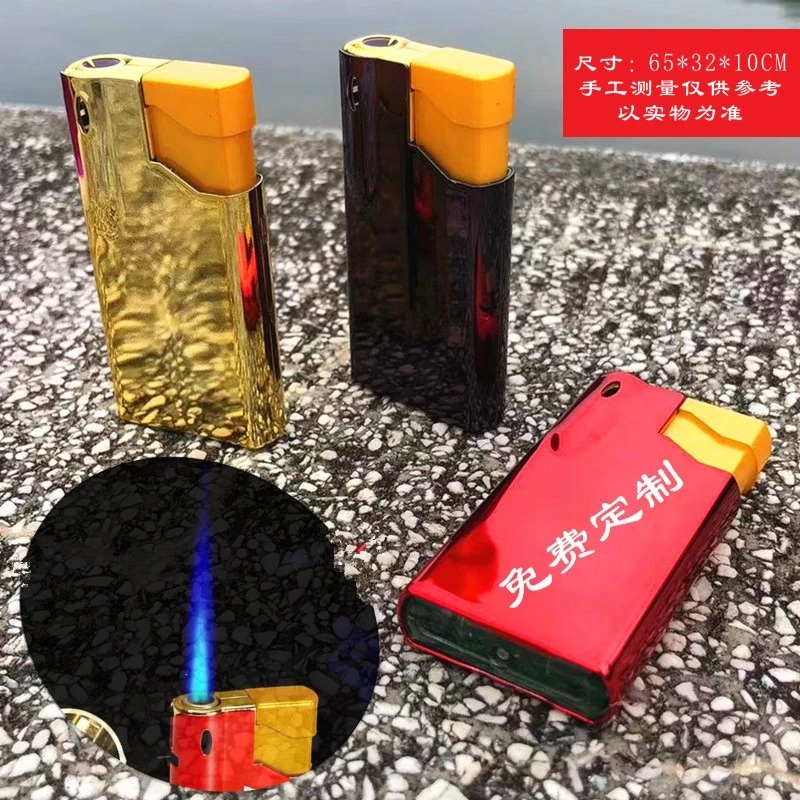 免费定制logo个性创意轻奢蓝焰直充气金属防风打火机2025新款