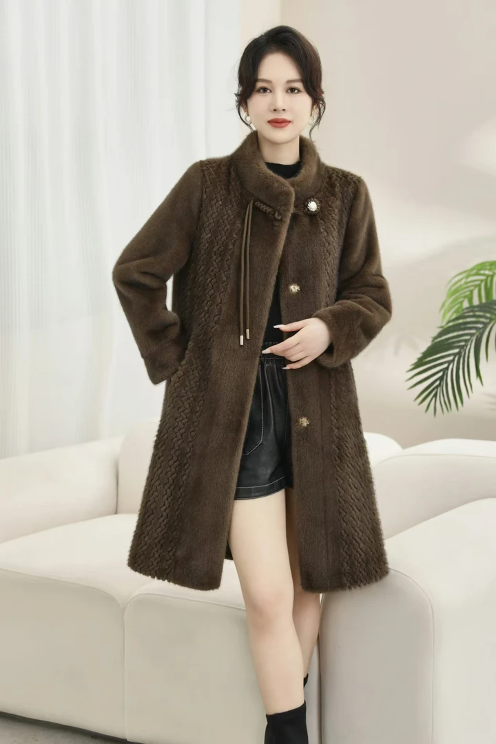 高端时尚雪兰绒中长款