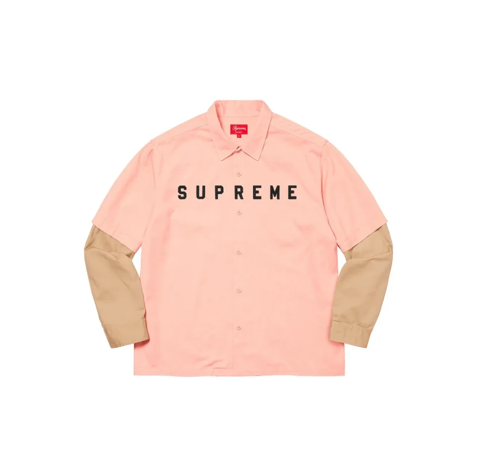 Supreme拼接贴花卫衣 粉色XL（sjy）