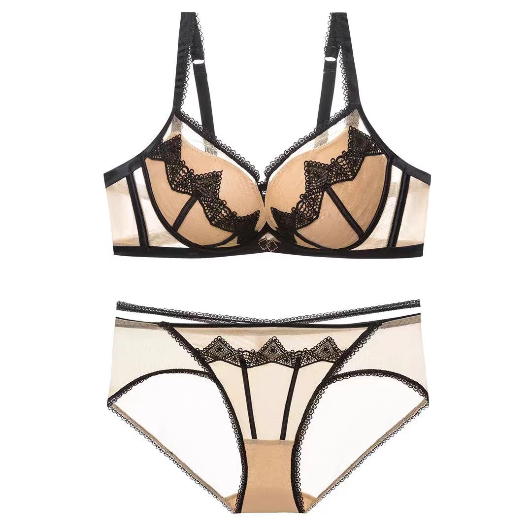 尤WU法式性感水溶蕾丝刺绣套装 女士 诱惑 内衣套