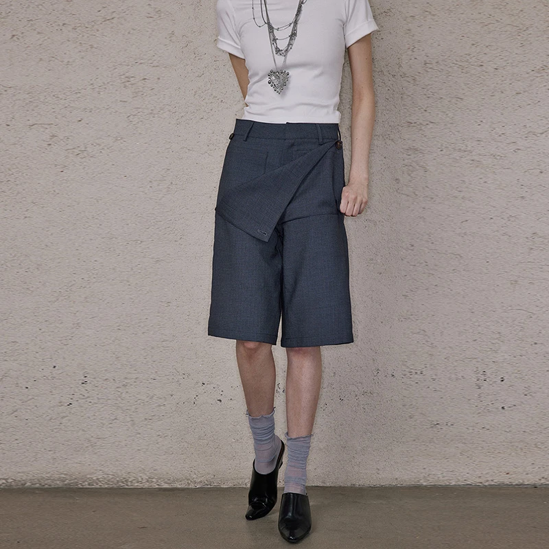 SHALL NOT UNTRUE　原创解构主义西装短裤女高级感直筒休闲中裤