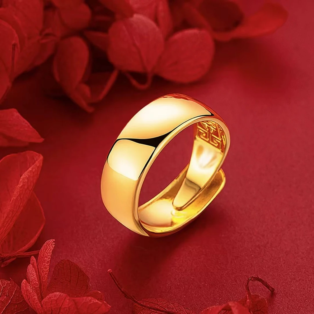 合金戒指 8m亮面经典光面活口可调节戒男女情侣款
