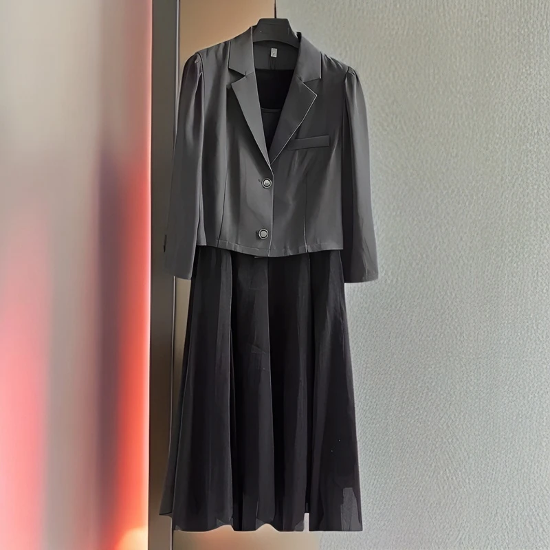 【F765】新款时尚气质百搭修身连衣裙两件套
