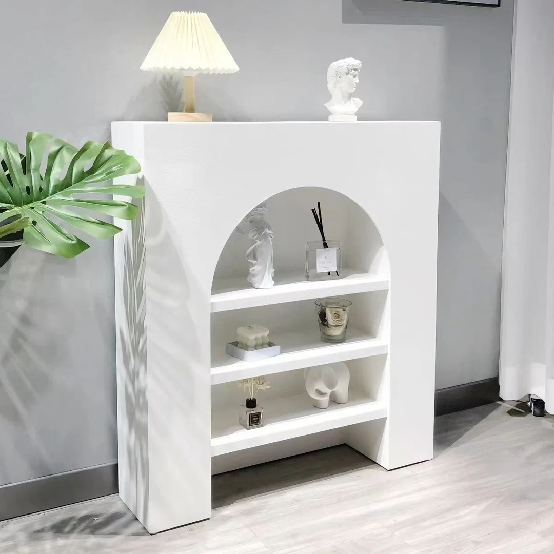 客厅展示收纳柜壁炉柜民宿简约白色装饰柜置物架陈列柜洞穴玄关柜