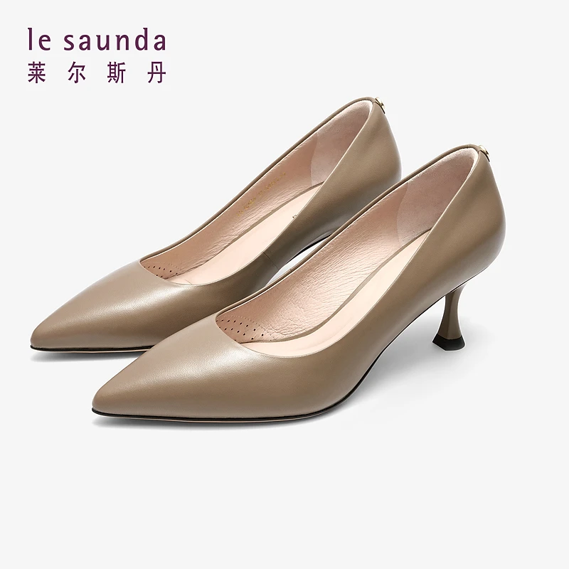 莱尔斯丹新款低跟OL通勤优雅尖头细高跟单鞋高跟鞋女鞋4T62901