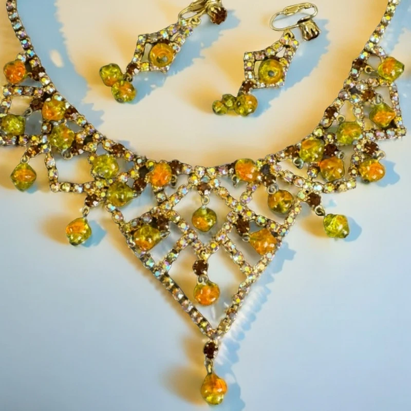 铜合金琉璃项链 Juliana飞碟系列项链套装宫廷风金色气质复古