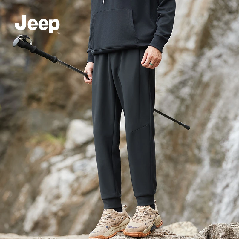 JEEP/吉普休闲防风宽松舒适透气徒步防泼水户外弹力丝滑秋季男裤
