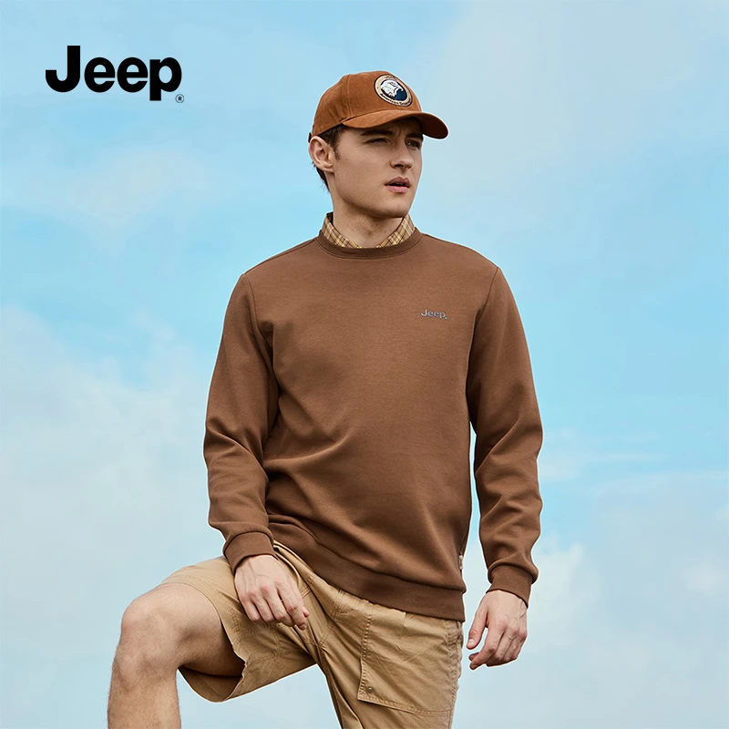 jeep吉普卫衣外套男装2024新款秋季时尚休闲圆领长袖T恤男士上衣