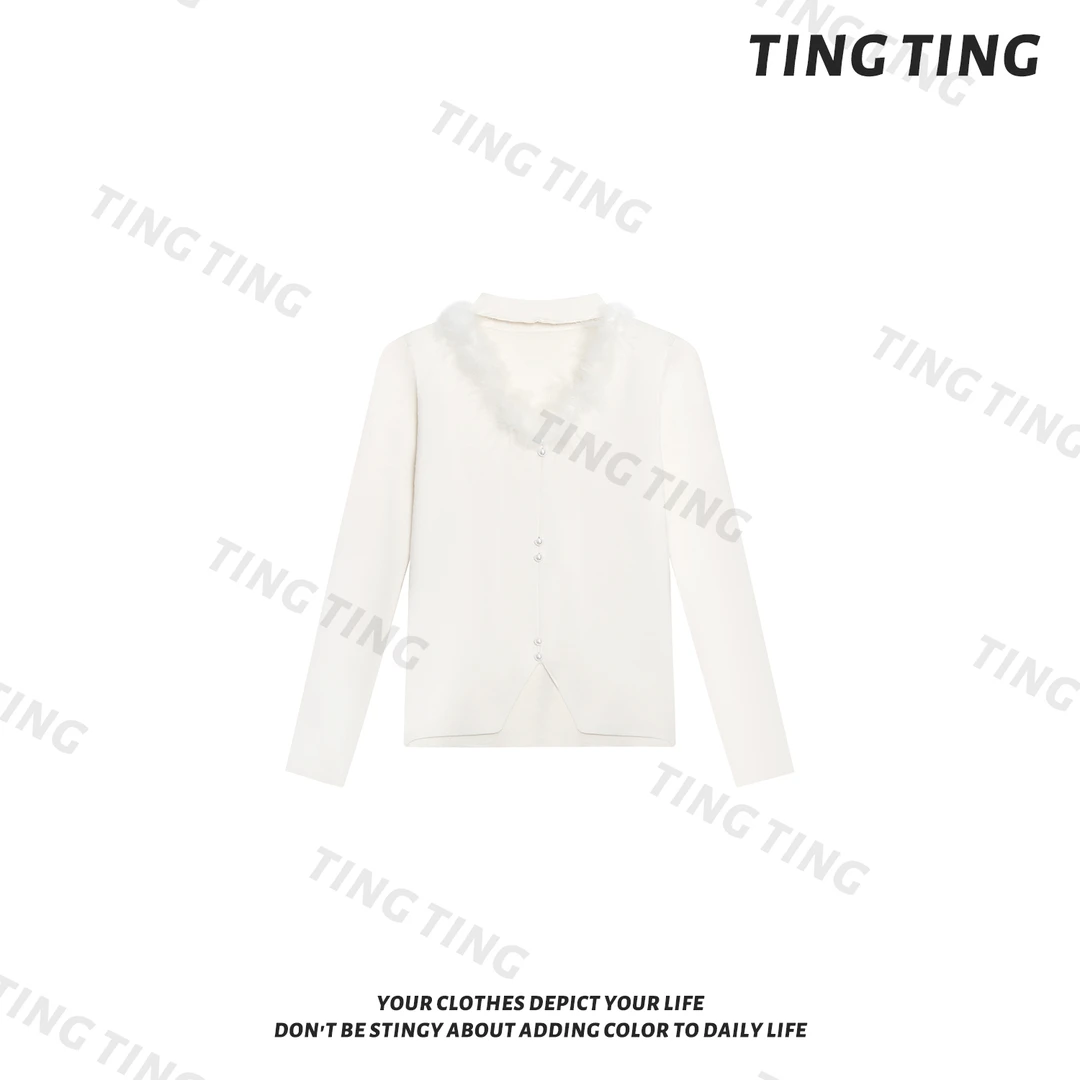 【婷婷】《天鹅颈》挂脖真毛秋冬内搭显瘦上衣 WTTZ2FD788