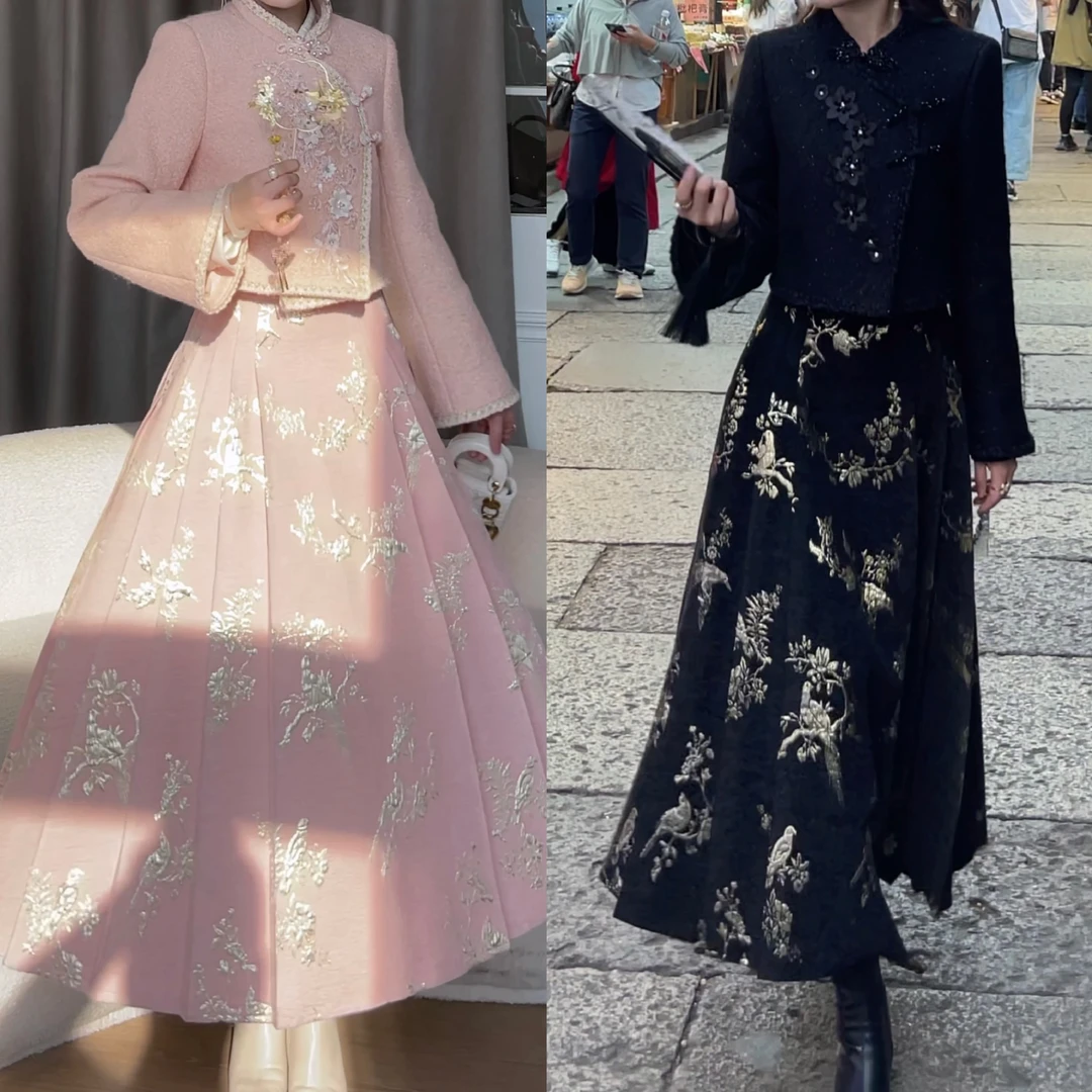 【婷婷】《胭脂》立体绣花 新中式细闪小香外套23TQ121