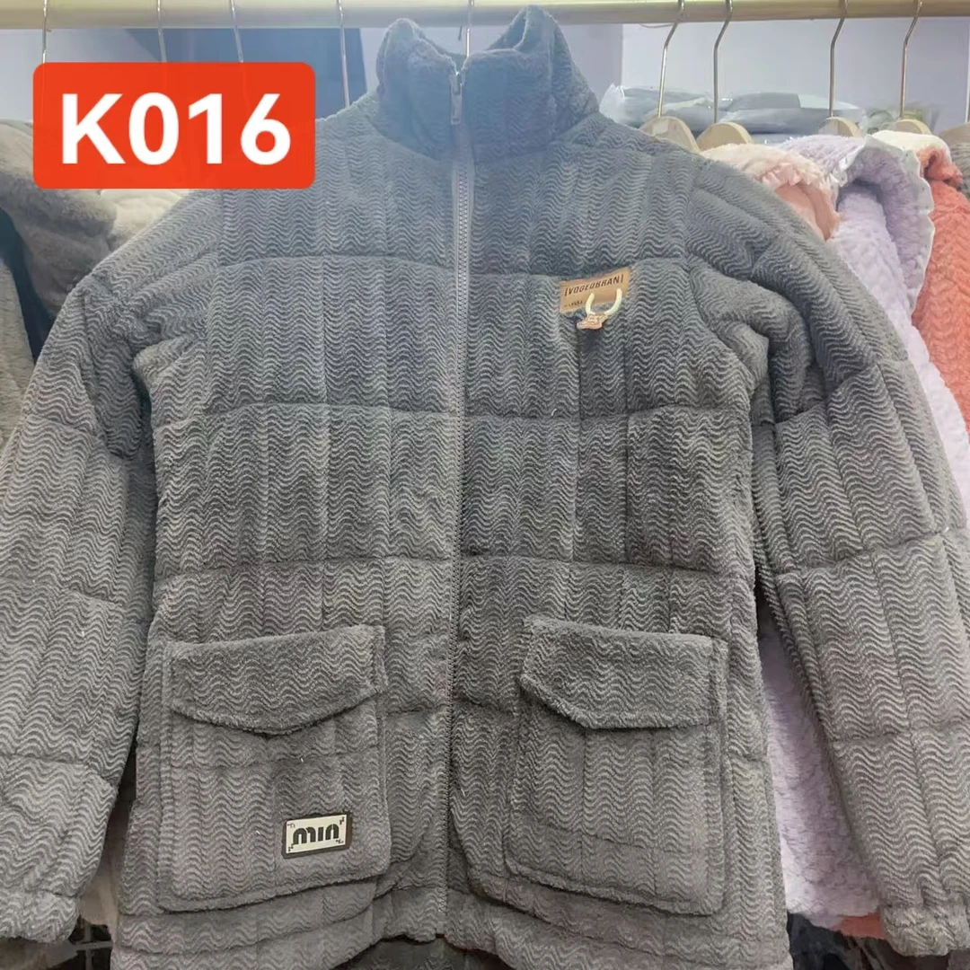 【K016】蛋糕绒提花立领拉链男士三层夹棉冬季加厚