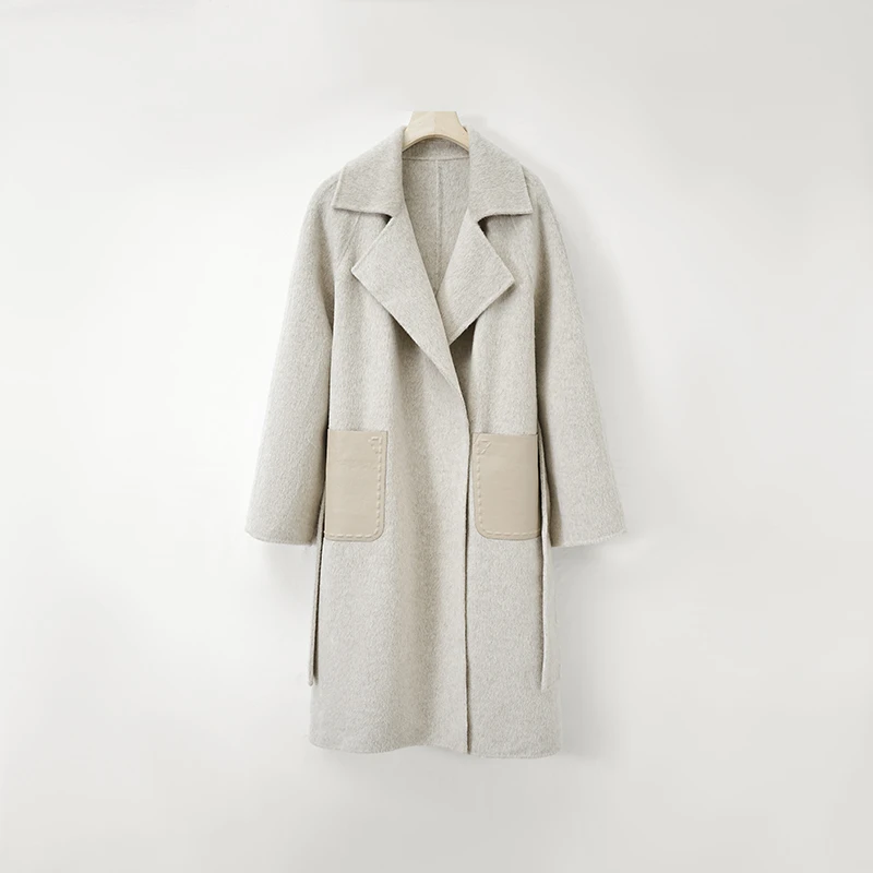 双面呢大衣气质时尚百搭女士宽松中长款秋冬88029