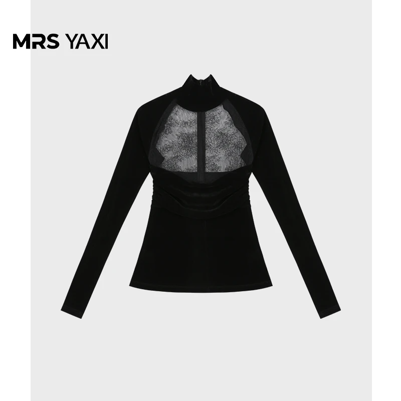 Mrsyaxi原创新中式丝绒拼接上衣YX4032905