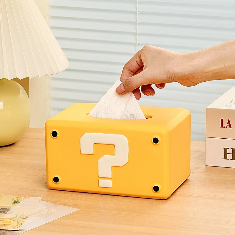 问号纸巾盒超级玛丽家居客厅高端轻奢陶瓷抽纸盒摆件桌面收纳礼物