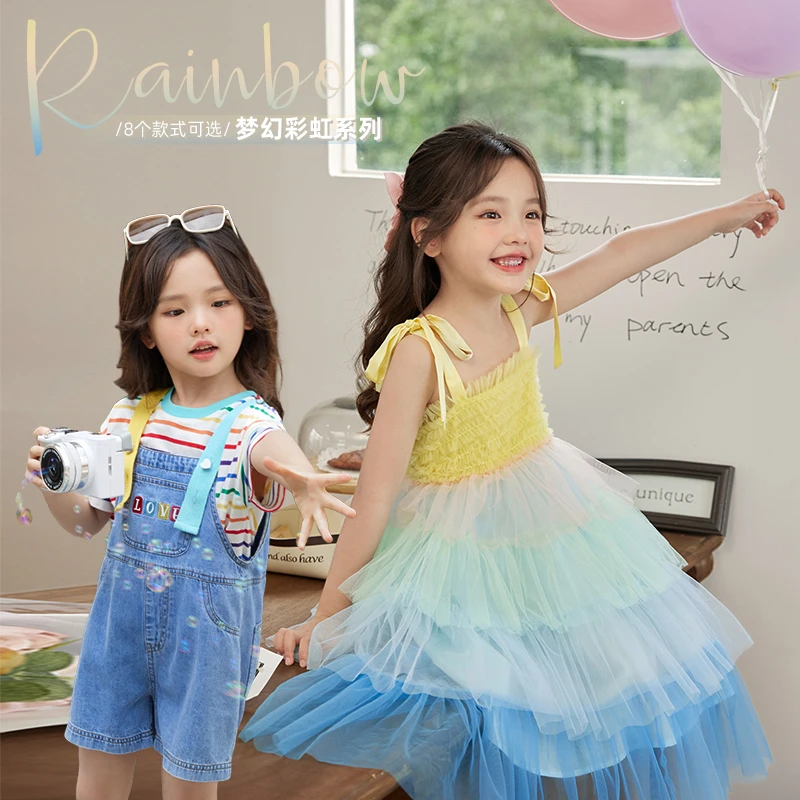 陈大猪女童 套装夏季连衣裙儿童公主裙六一演出服-GSX3822