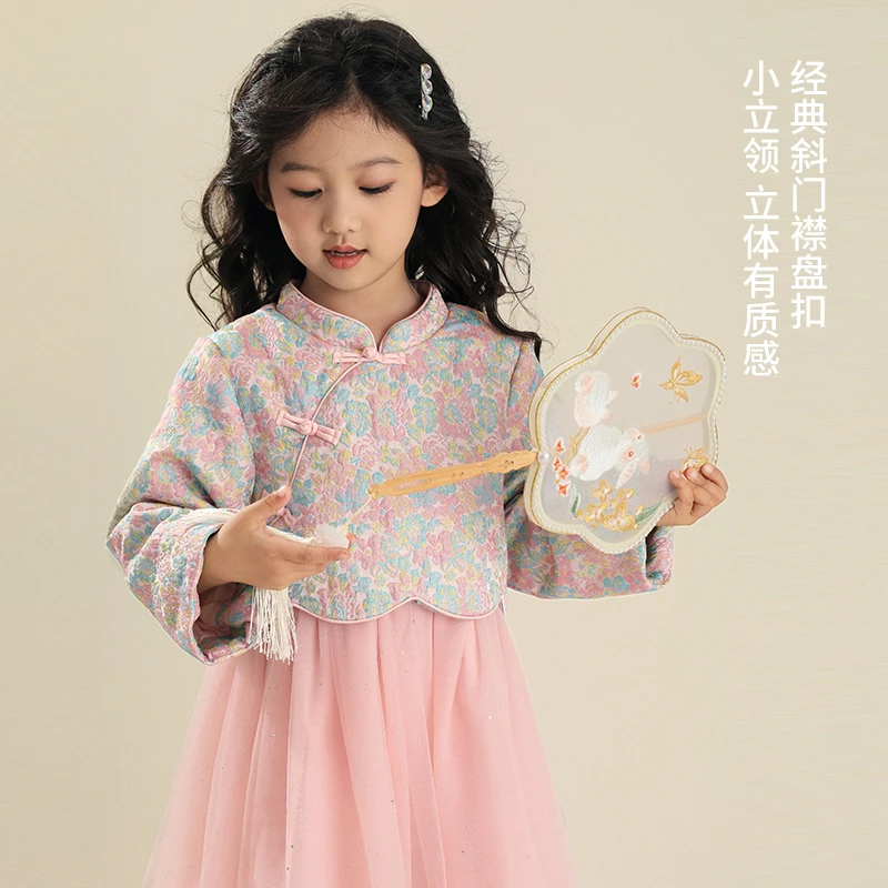 陈大猪【唐装】汉服裙国风新年女孩拜年战服连衣裙女童国风-GLD2399