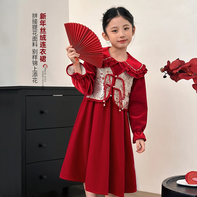 陈大猪【开运战袍】传递美好的祝愿女童红色连衣裙新年服-GKD38362