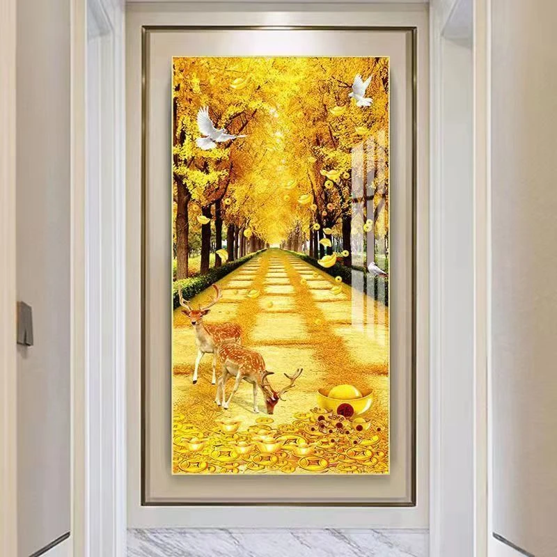 电表箱装饰画艺术简约墙挂墙客厅电表箱金色框遮挡挂画新款竖款