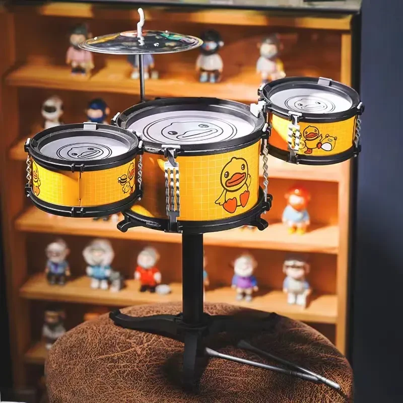 小黄鸭艺术架鼓中性无导购视频送2鼓槌款式随机架子鼓爵士鼓玩具