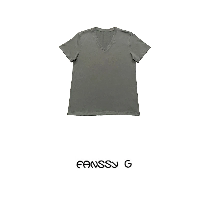 EANSSY G馥罹夏季新款彩色纯色V领时尚百搭简约短袖T恤NA2404N001