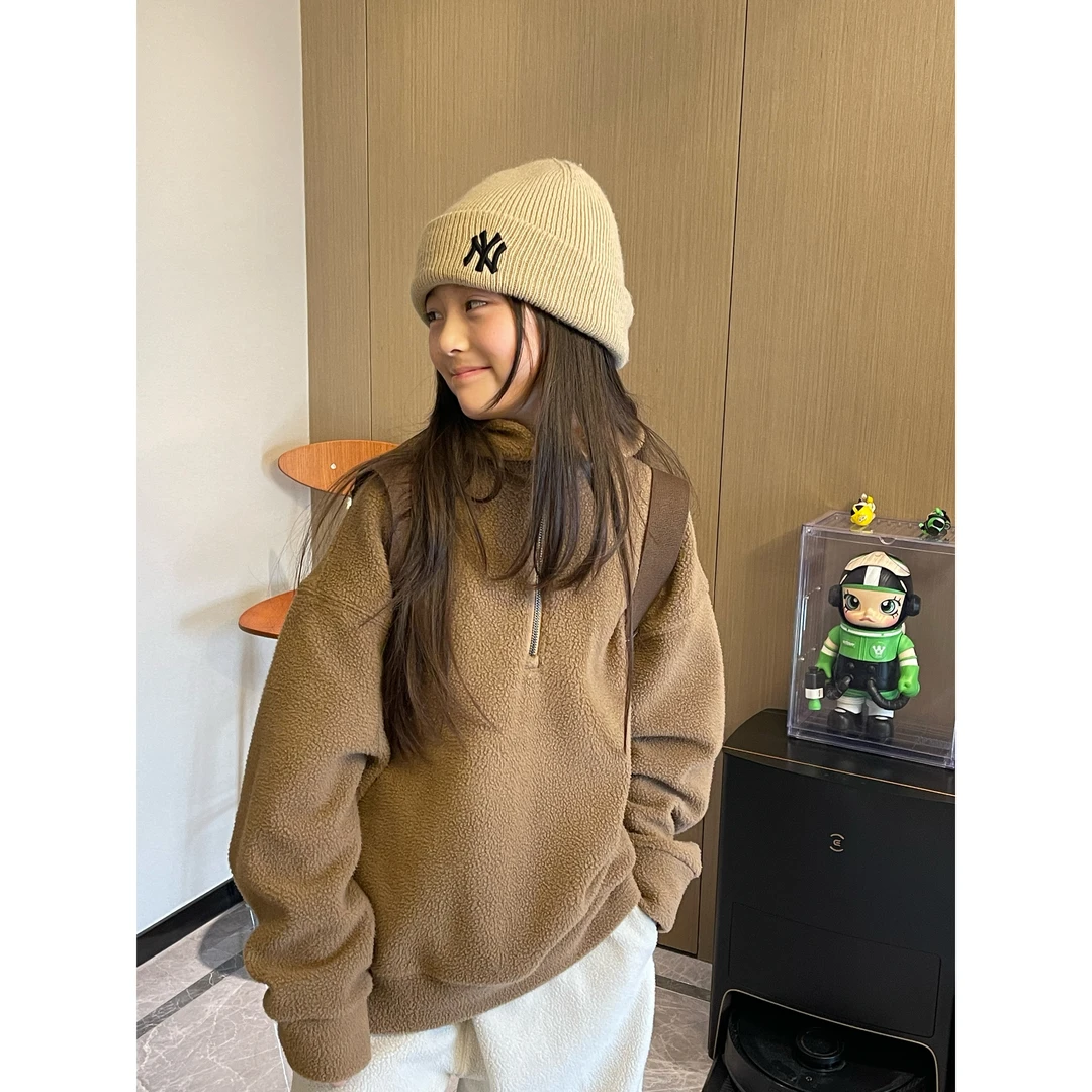 YUUKO 休闲极简半拉链高领摇粒绒卫衣—1756