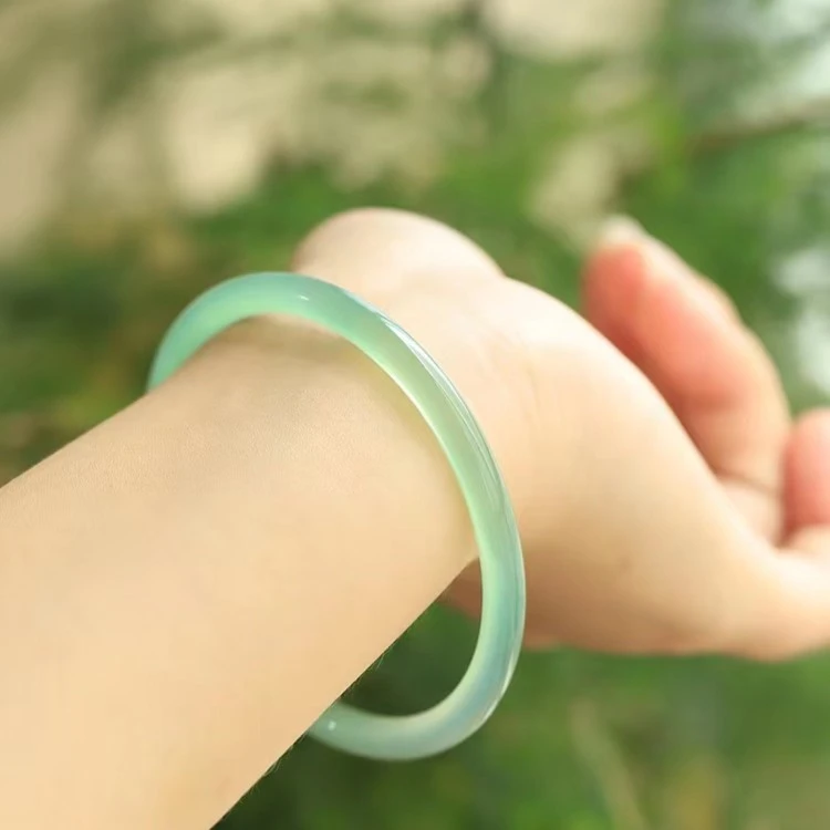 【烟雨江南美人条】玛瑙手镯晴水绿烟雨入江南细条美人镯爆款