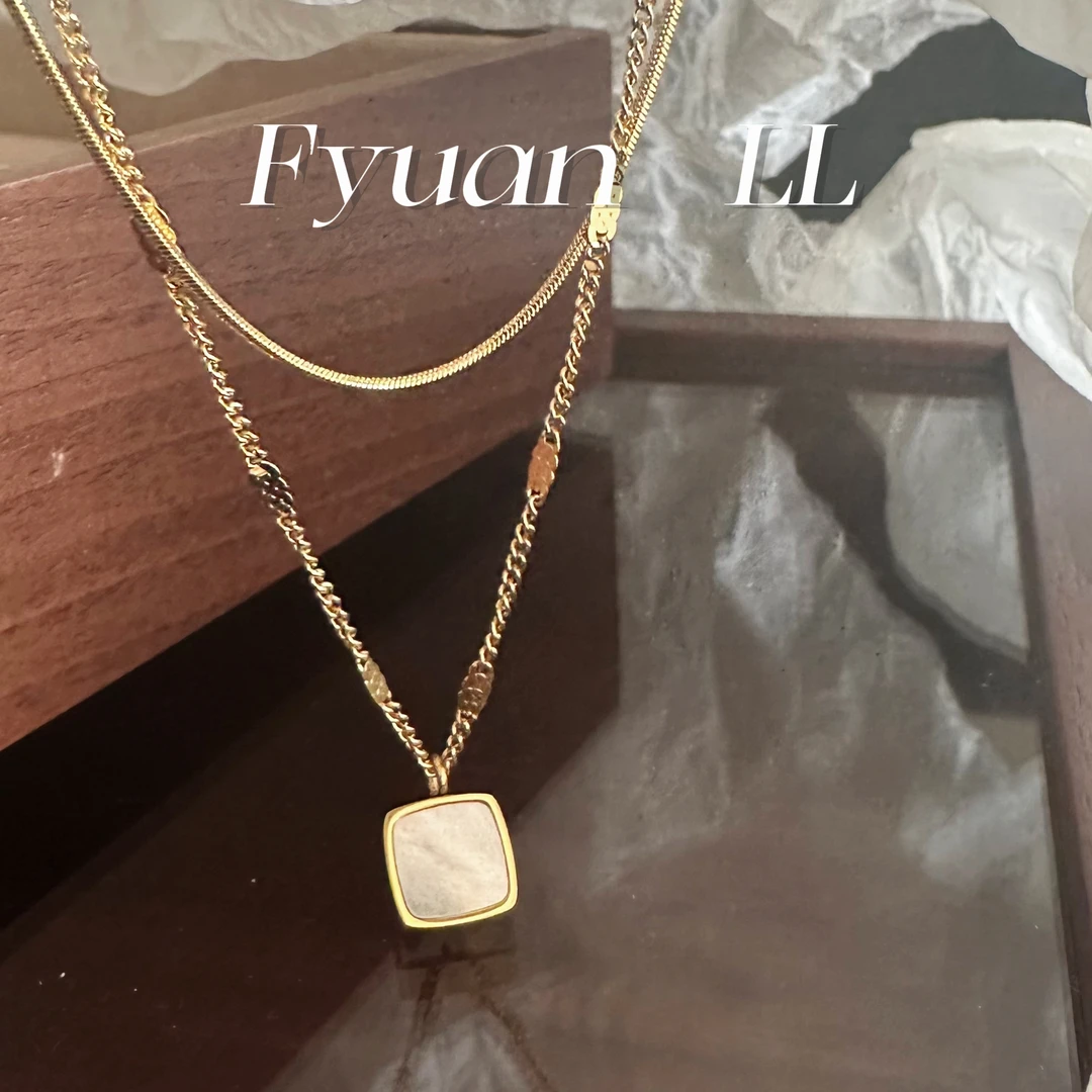 钛钢项链 蛇骨链ins叠戴方形项链女 简约气质钛钢电镀18K锁骨链