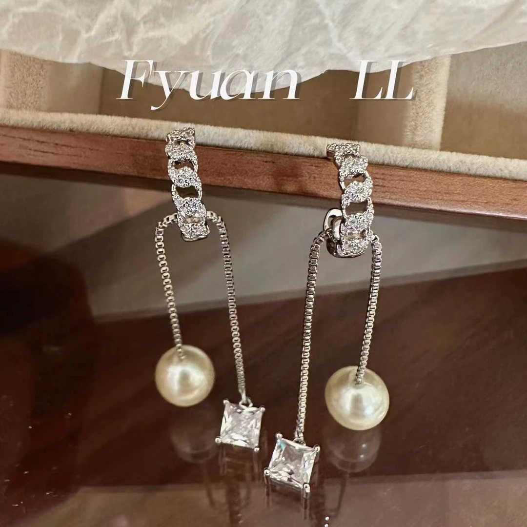 铜合金耳饰 锆石耳环女长款流苏轻奢精致气质独特耳坠耳饰显脸廋