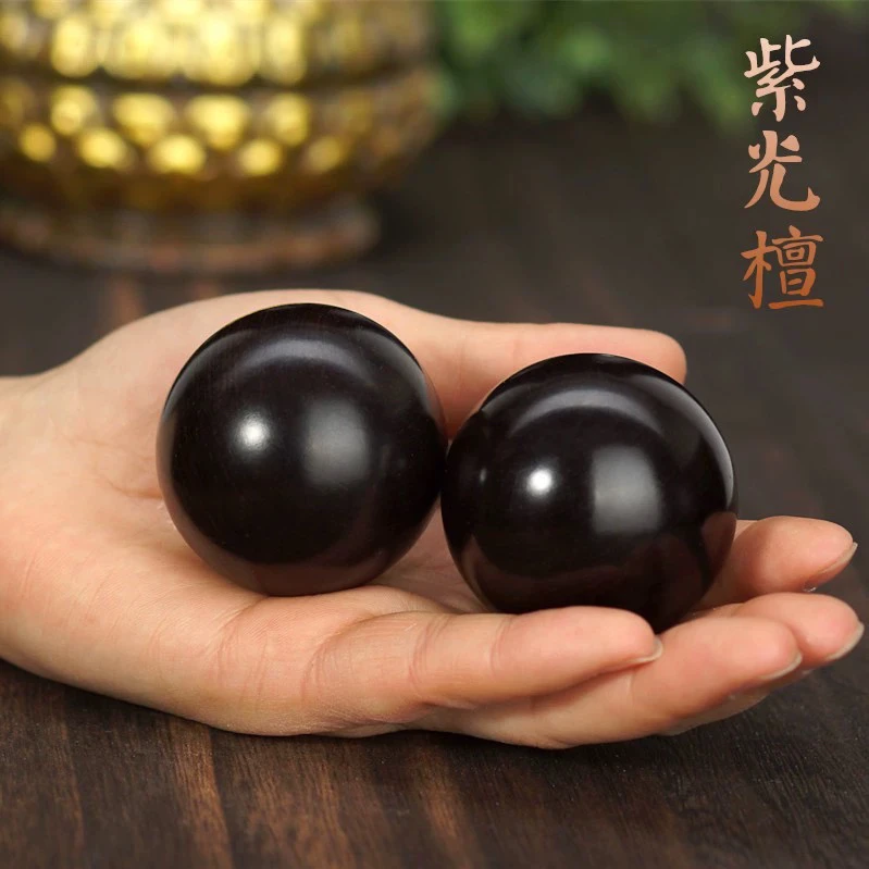 乌木紫光檀手球健身康复保健球红木手握球实木长寿中老年把玩转球