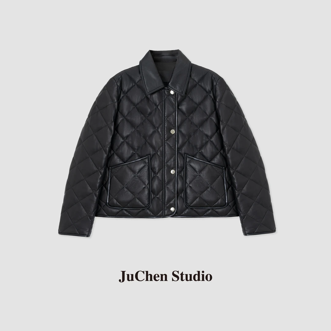 “B家经典”多色 轻便保暖绵羊皮菱格纹羽绒服外套DW2308113-998