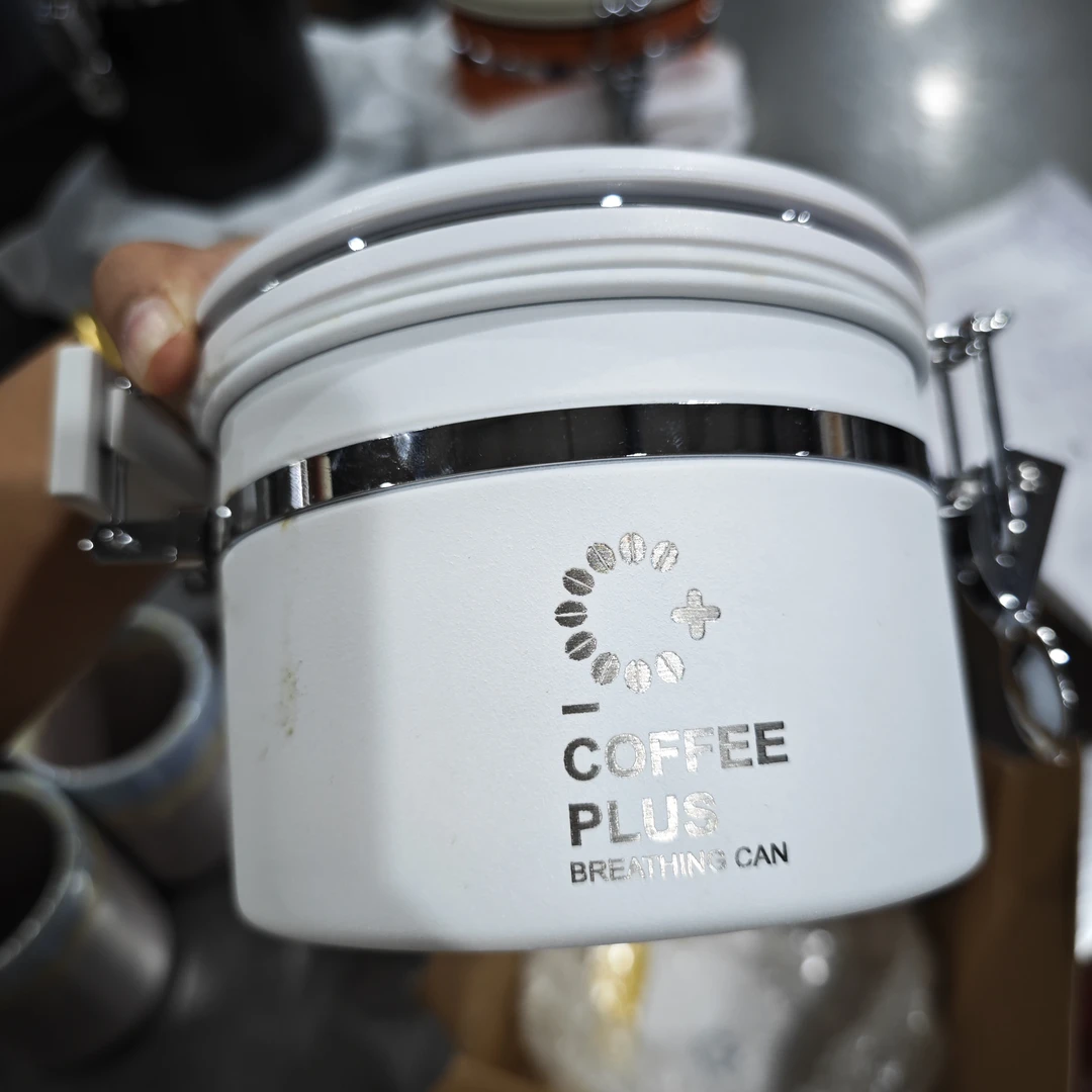 奶油白咖啡豆豆罐 瑕疵 完美主义者勿扰