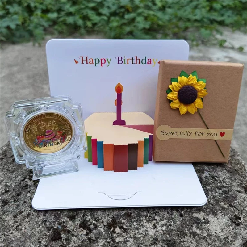 【免费刻字】高端生日纪念币情侣有纪念意义礼品生日礼物贺卡套装组