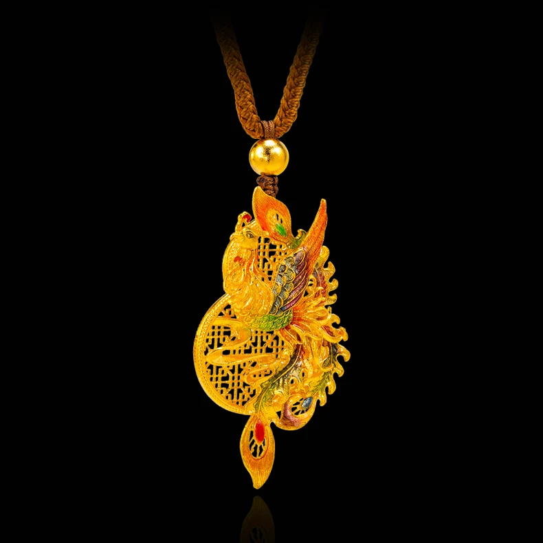 【萃华金店】涅槃凤凰丨古法金国风潮手工珐琅彩足金吊坠CHD0101@2