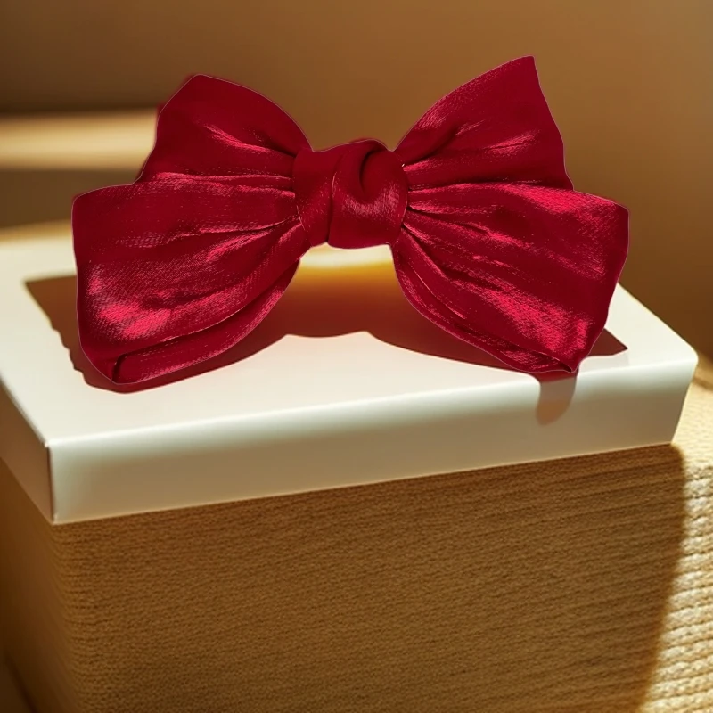 A超仙弹簧夹法式缎面蝴蝶结发夹后脑勺夹子森系顶夹发卡发饰1261